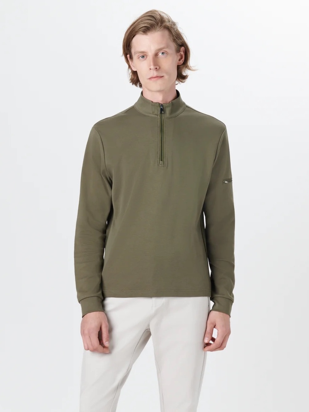 BUGATCHI Half-Zip Sweater - Olive